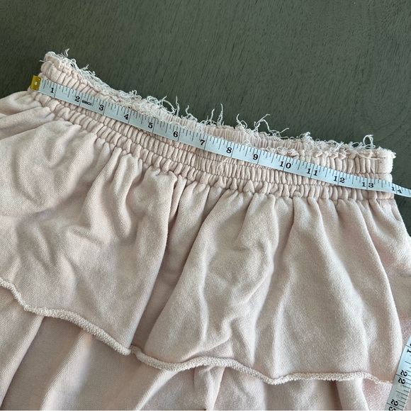 AERIE Layered Weekend Ruffle Raw Edge Miniskirt Pale Pink Size Medium - Picture 9 of 12